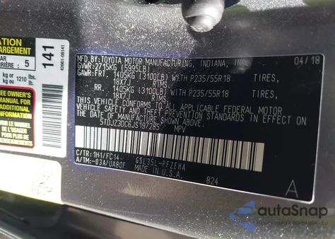 2018 Toyota Sienna Le 7 Passenger z USA, uszkodzony, nr VIN 5TDJZ3DC6JS197285